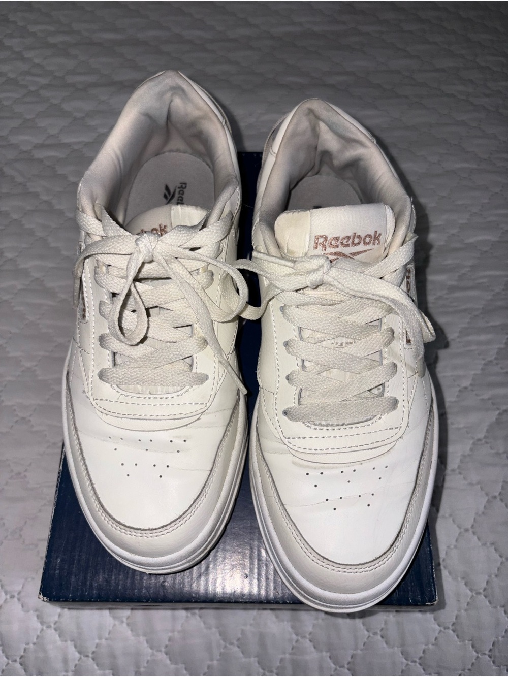 Reebok Kids White Lace-Up Leather Sneakers
